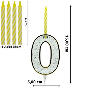0 Rakam Şeffaf Mumluk Ve 4 Adet Mum