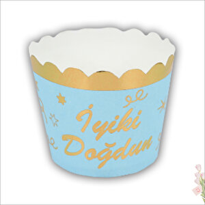Cupcake Kek Kapsülü İyiki Doğdun, 12 Adet - Mavi