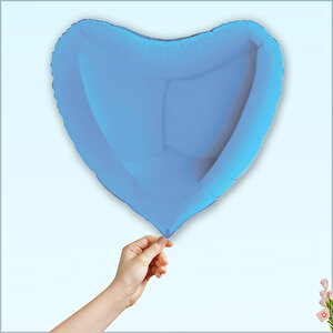 Kalp Folyo Balon, 60cm - Mavi