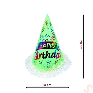 Hologram Happy Birthday Şapka, 24cm X 1 Adet - Yeşil