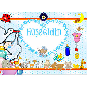 Hoşgeldin Bebek Afiş, 70cm X 50cm - Mavi