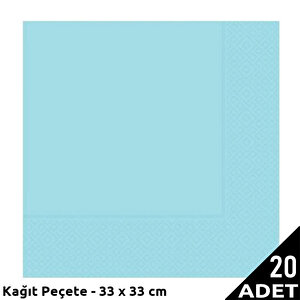 Peçete, Mavi - 33  X 33 Cm - 20 Adet
