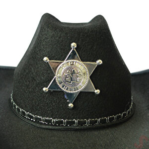 Kovboy Şerif Şapkası 36x26x14cm - Siyah