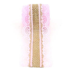 Dantelli Jüt Kurdele, 5,5 Cm X 2 Mt - Pembe