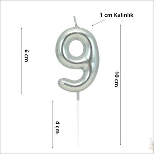 9 Rakam Gümüş Mum