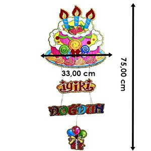 İyiki Doğdun Pastalı 3 Boyutlu Kağıt Süs - 75,00 Cm