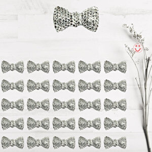 Polyester Papyon Fiyonk, 2,0 X 1,0 Cm - 25 Adet - Gümüş