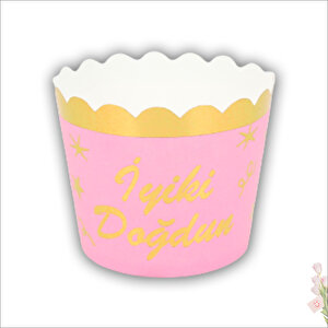 Cupcake Kek Kapsülü İyiki Doğdun, 12 Adet - Pembe