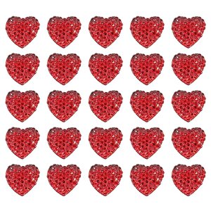 Polyester Kalp Fiyonk, 1,3 Cm - 25 Adet - Kirmizi