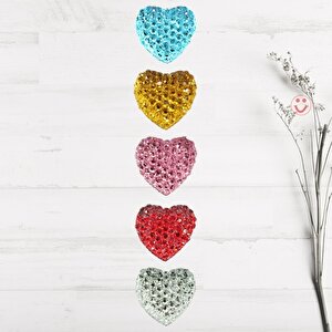 Polyester Kalp Fiyonk, 1,3 Cm - 25 Adet - Kirmizi