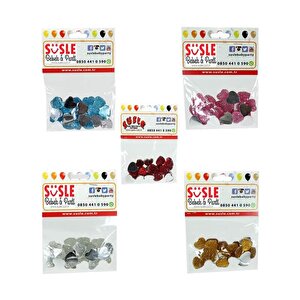 Polyester Kalp Fiyonk, 1,3 Cm - 25 Adet - Kirmizi