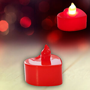 Led Işıklı Pilli Tealight Kalp Mum, 4 Cm X 2 Cm - Renk Değiştiren Işık