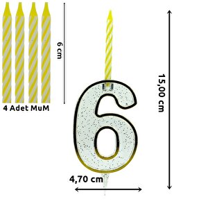 6 Rakam Şeffaf Mumluk Ve 4 Adet Mum