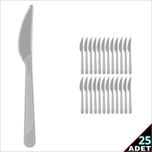 Plastik Bıçak, Gümüş - 25 Adet