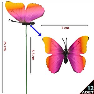 Bükülebilir Çubuklu Ve 3 Boyutlu Kelebek, 12 Adet - Rainbow