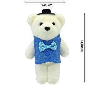 Süslü Minik Ayıcık Süs, 11cm X 6cm - 1 Adet Mavi
