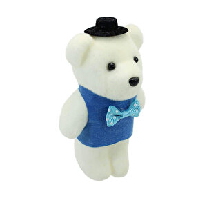 Süslü Minik Ayıcık Süs, 11cm X 6cm - 1 Adet Mavi