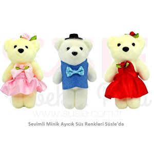 Süslü Minik Ayıcık Süs, 11cm X 6cm - 1 Adet Mavi