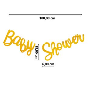Baby Shower Simli İtalik Yazı - Altın