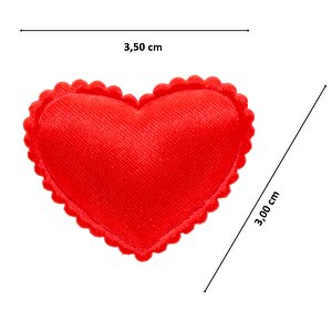 Yapışkanlı Kumaş Kalp Sticker, 3,50 X 3,00 Cm - 25 Adet