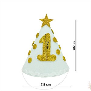 1 Yaş Simli Eva Külah Şapka - Beyaz