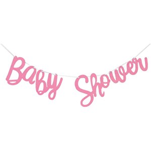 Baby Shower Simli İtalik Yazı - Pembe