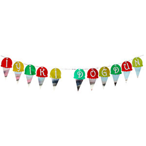 Külah Dondurma, İyiki Doğdun Metalik Karton Banner - 2 Mt