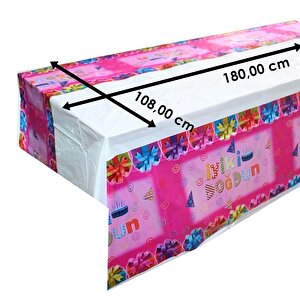 İyiki Doğdun Masa Örtüsü, Pembe - 180,00 Cm X 108,00 Cm