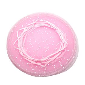 Büzgülü Kese, 24 Cm Pullu Organze, 25 Adet - Pembe