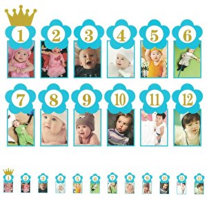 1-12 Ay Simli Foto Banner, 3,00 Mt, Mavi