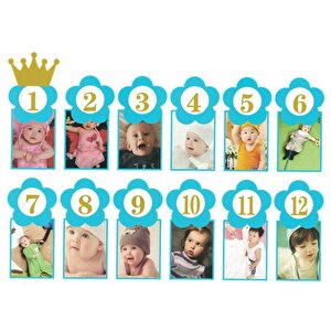 1-12 Ay Simli Foto Banner, 3,00 Mt, Mavi