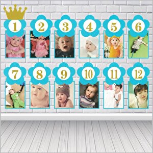 1-12 Ay Simli Foto Banner, 3,00 Mt, Mavi