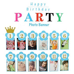 1-12 Ay Simli Foto Banner, 3,00 Mt, Mavi