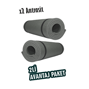 2 Adet Antrasit Renk Kamp Ve Yoga Matı 180x60 Cm 10mm