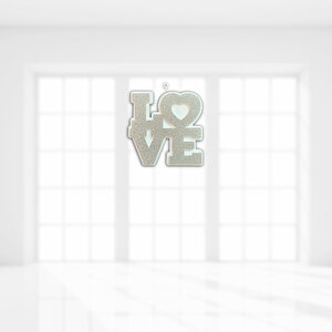 Love Strafor Süs, 25cm X 25cm - Gümüş
