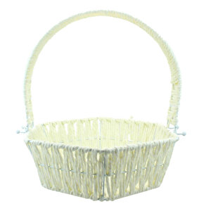 Saplı Altıgen Kumaş Sepet, 32 Cm, Büyük Boy, Mavi