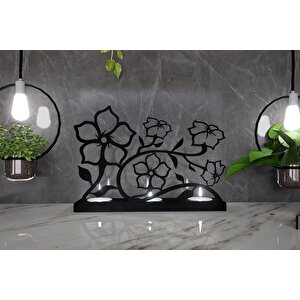 M&c Concept Flower 3'lü Metal Mumluk - Siyah
