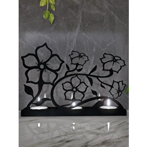 M&c Concept Flower 3'lü Metal Mumluk - Siyah