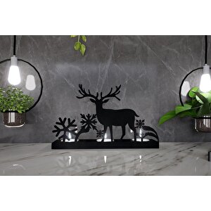 M&c Concept Yılbaşı Model-3 3'lü Metal Mumluk - Siyah