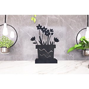 M&c Concept Flower Model - 5 Tekli Metal Mumluk - Siyah