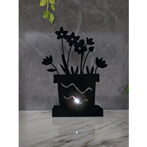 M&c Concept Flower Model - 5 Tekli Metal Mumluk - Siyah