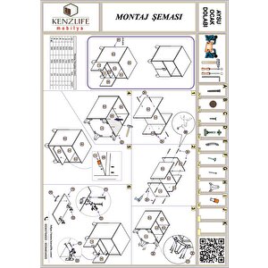 Kenzlife Ocak Dolabı Aysu Byz 85*60*57 Mutfak Modül Mini Fırın Mikrodalga Banyo Ofis