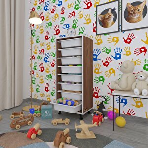 Sepetli Mutfak Dolabı Ruberu Cvz 110x45x30 Banyo Oyuncak Çamaşır Beyaz 8 Li Sepet