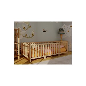 Montessori Doğal Ahşap Yatak 58 Cm Yükseklik 60x120 cm