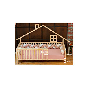 Montessori Doğal Ahşap Çatılı Çocuk Yer Yatağı