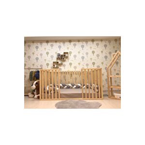Montessori Bebek Ve Çocuk Karyolası Doğal Ahşap Yatak 80x180 cm