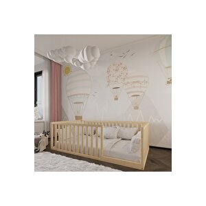Montessori Doğal Ahşap Çocuk Yatağı 60 Cm Yükseklik