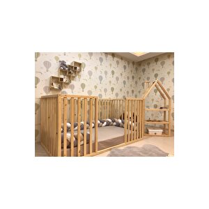 Montessori Bebek Ve Çocuk Karyolası Doğal Ahşap Yatak 70x130 cm