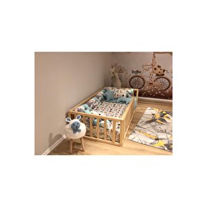 Montessori Bebek Ve Çocuk Karyolası Doğal Ahşap Yatak 60x120 cm