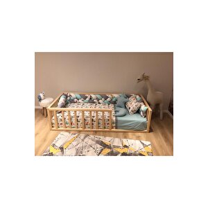 Montessori Bebek Ve Çocuk Karyolası Doğal Ahşap Yatak 60x120 cm